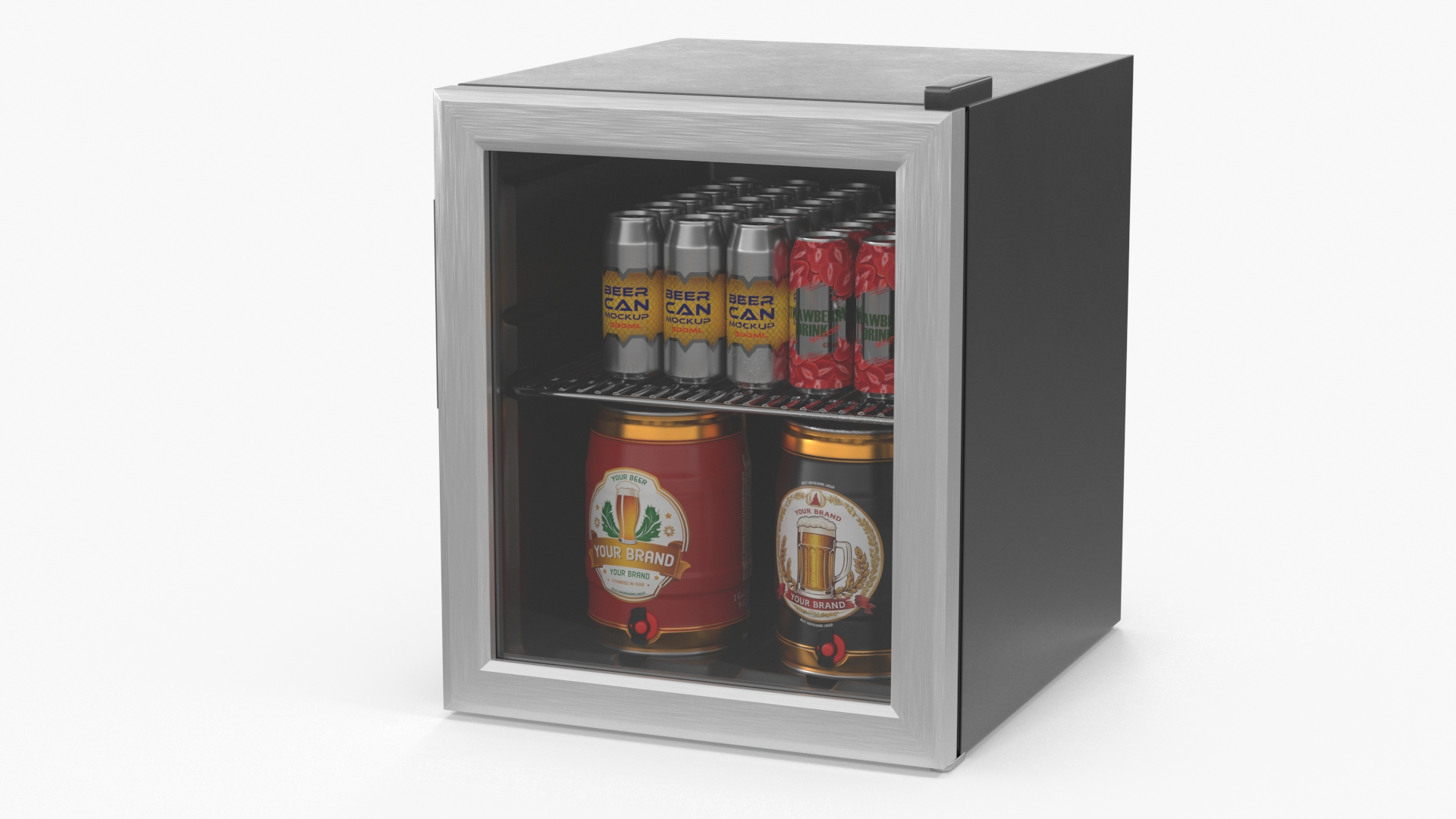 Beverage Cooler with Cans and Kegs 3D model