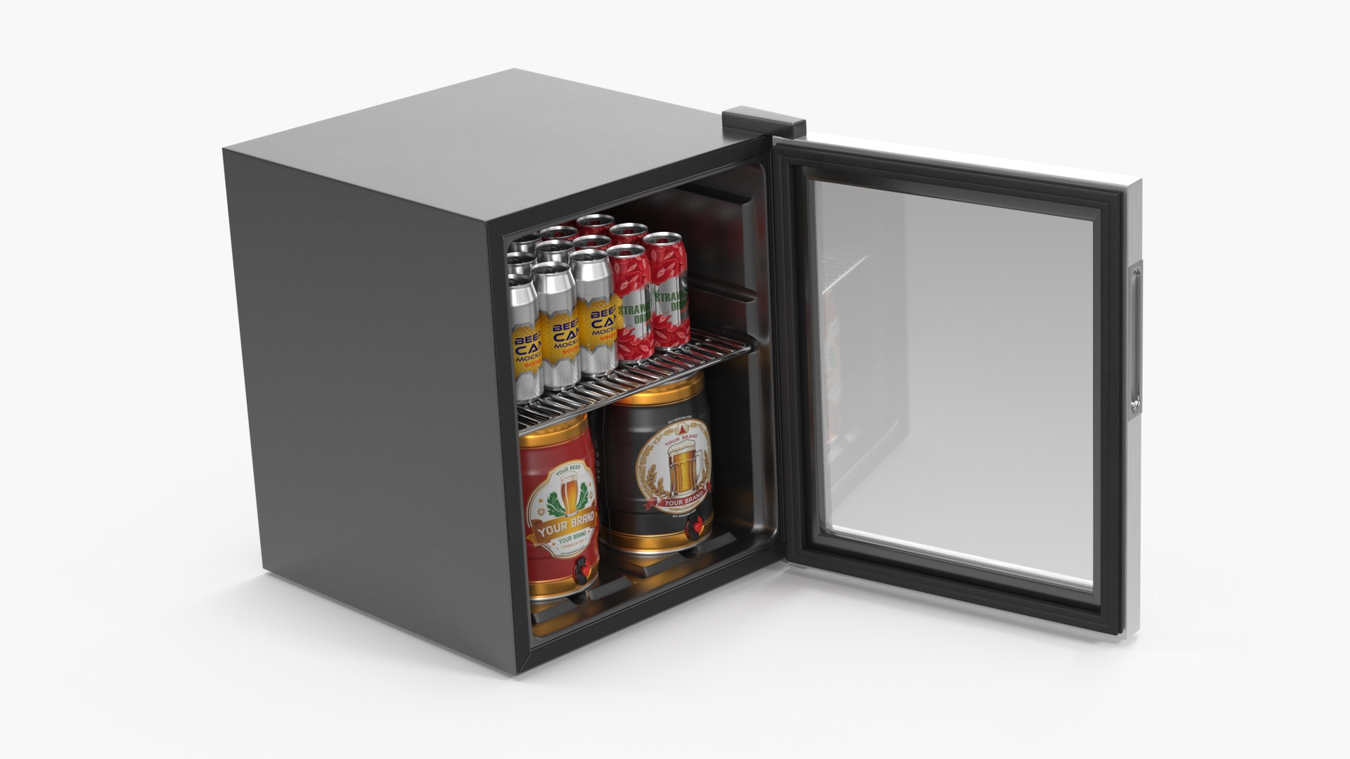 Beverage Cooler with Cans and Kegs 3D model