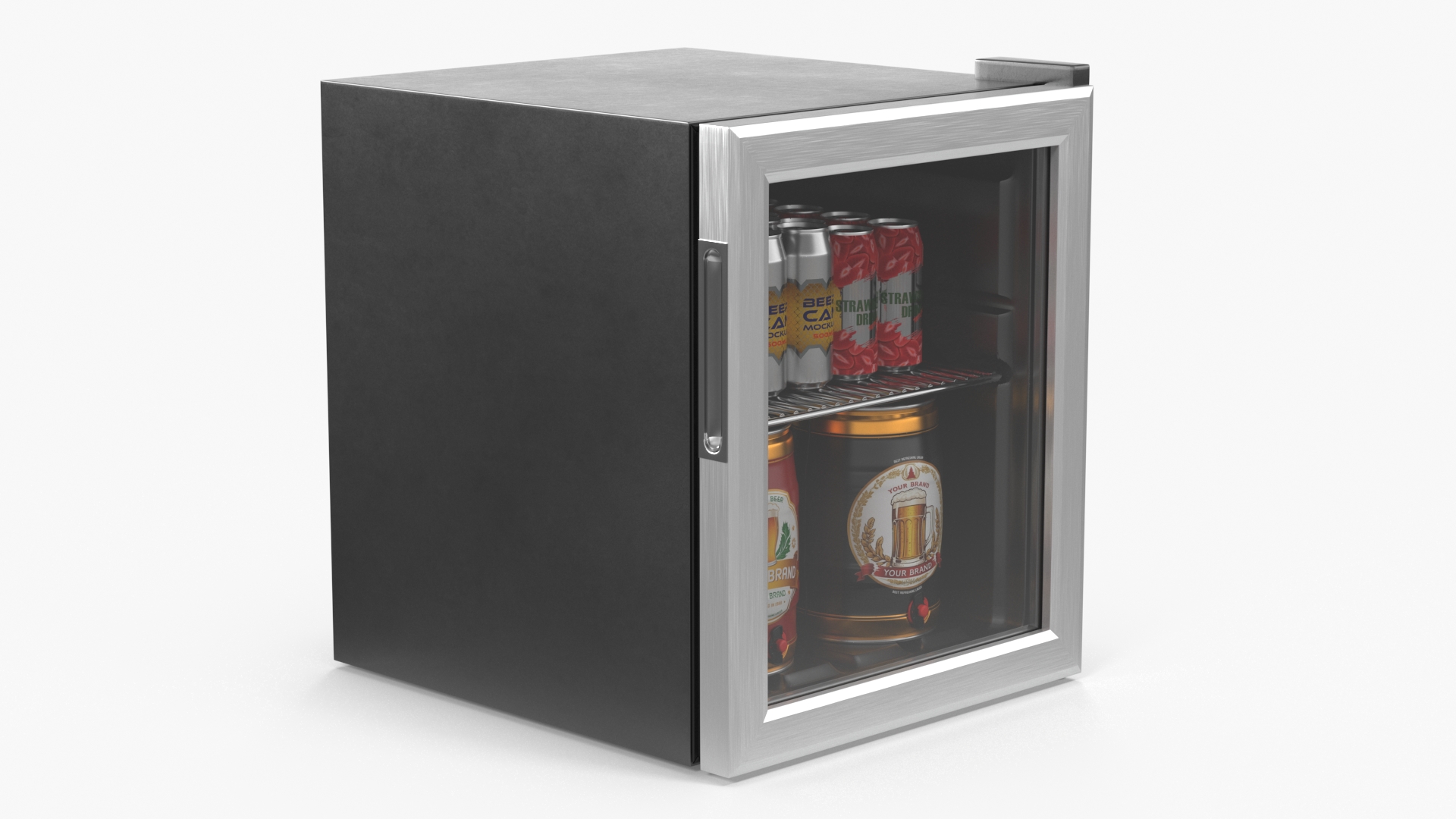 Beverage Cooler with Cans and Kegs 3D model