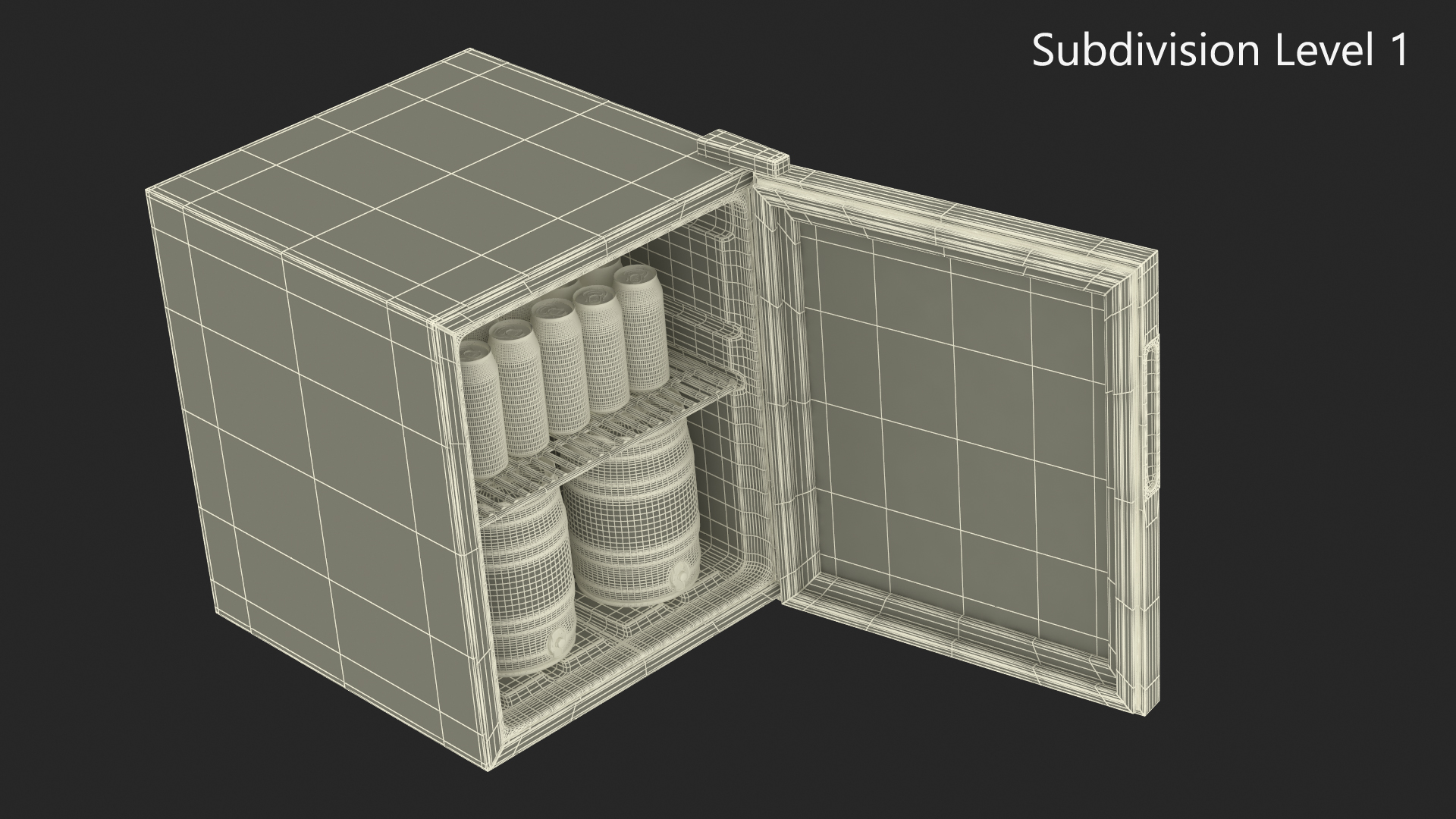 Beverage Cooler with Cans and Kegs 3D model