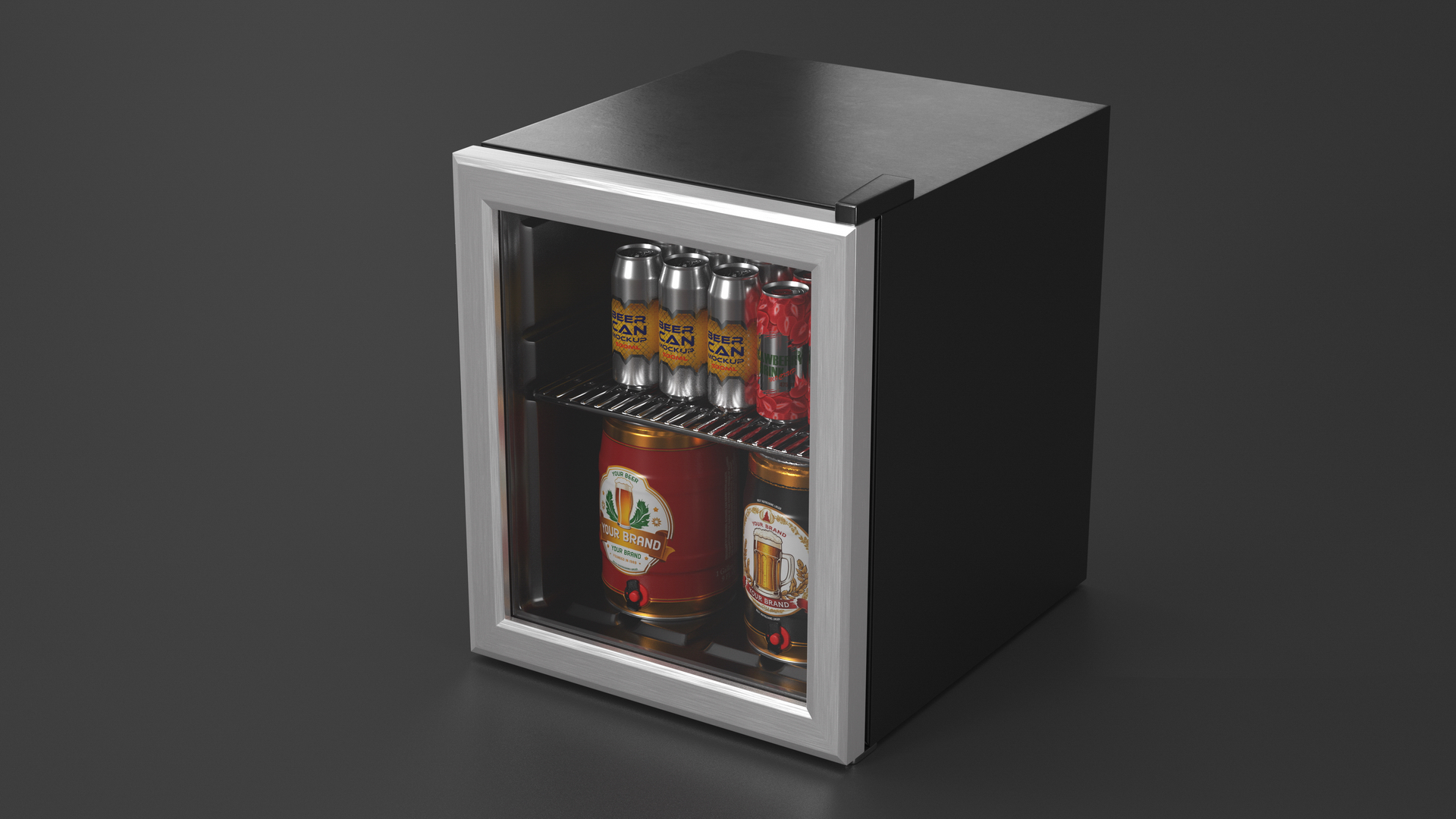 Beverage Cooler with Cans and Kegs 3D model