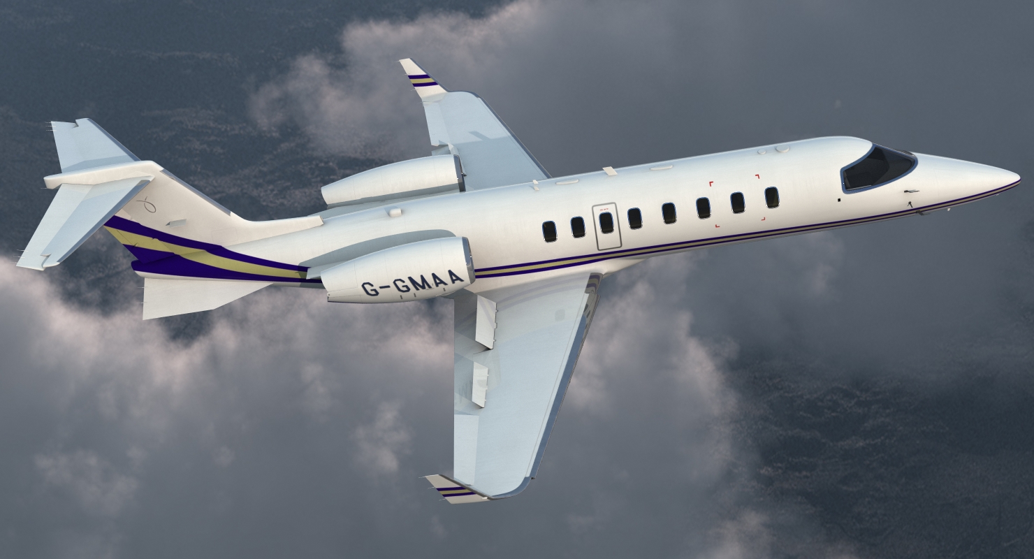 3D Business Jet Bombardier Learjet 45 Rigged