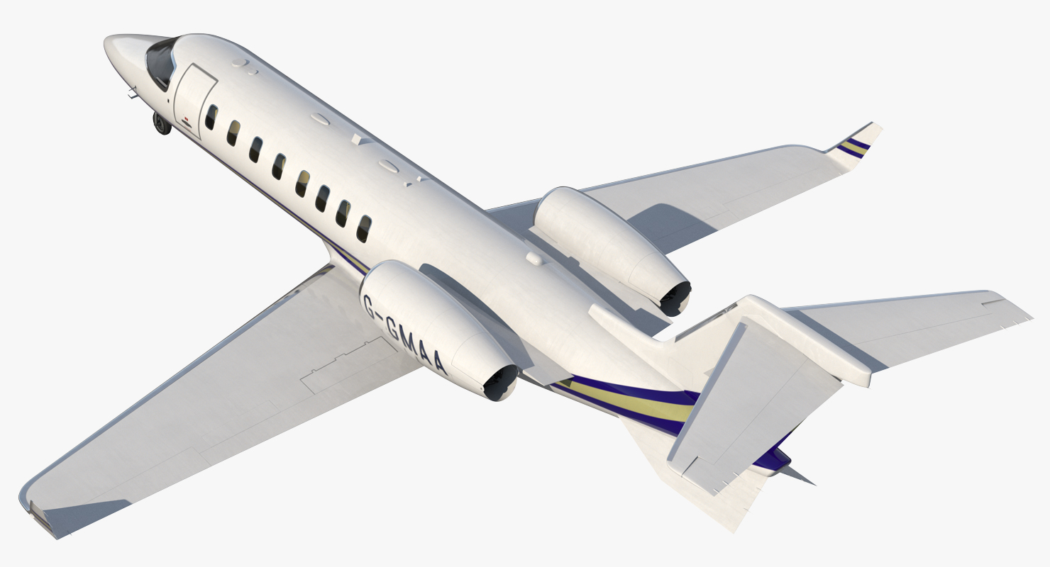 3D Business Jet Bombardier Learjet 45 Rigged