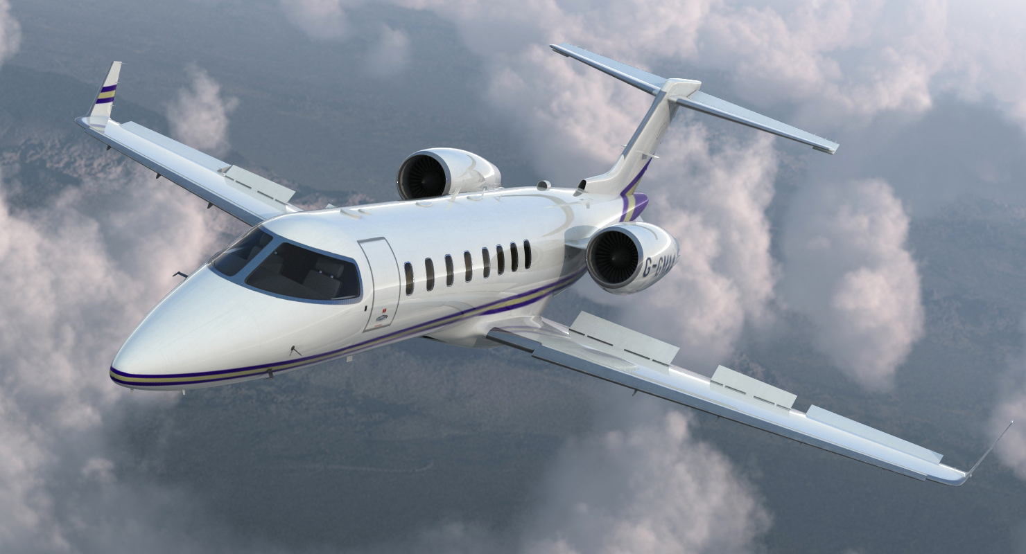 3D Business Jet Bombardier Learjet 45 Rigged