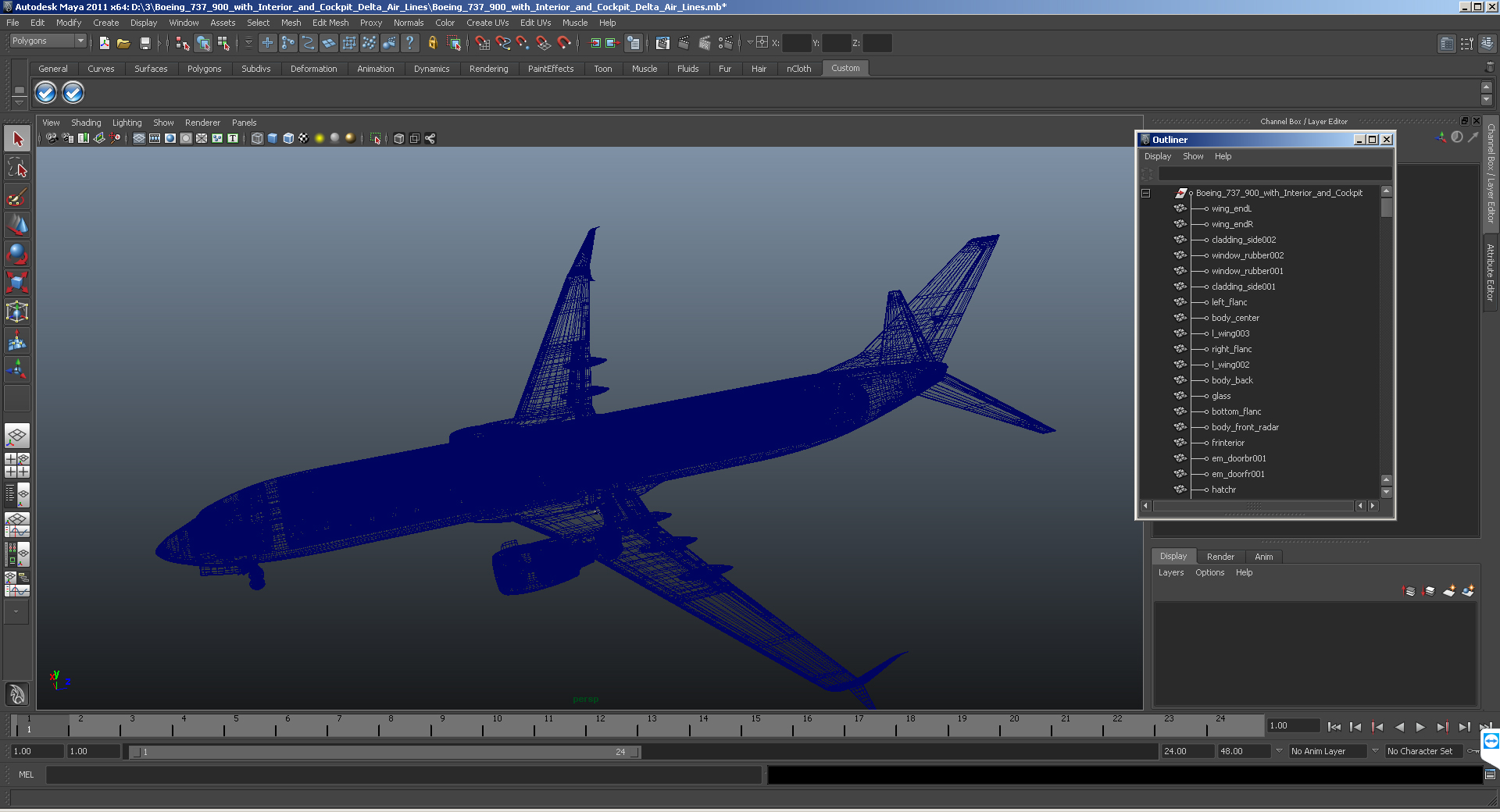 3D Boeing 737 900 with Interior and Cockpit Generic model