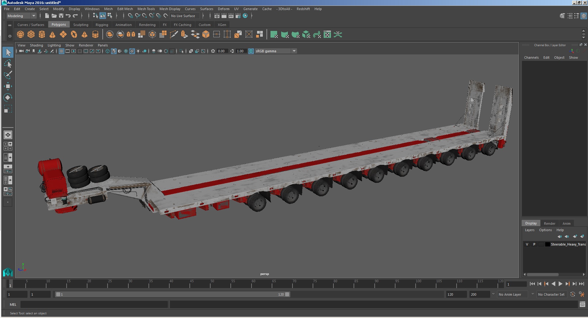 3D Steerable Heavy Transport Trailer model