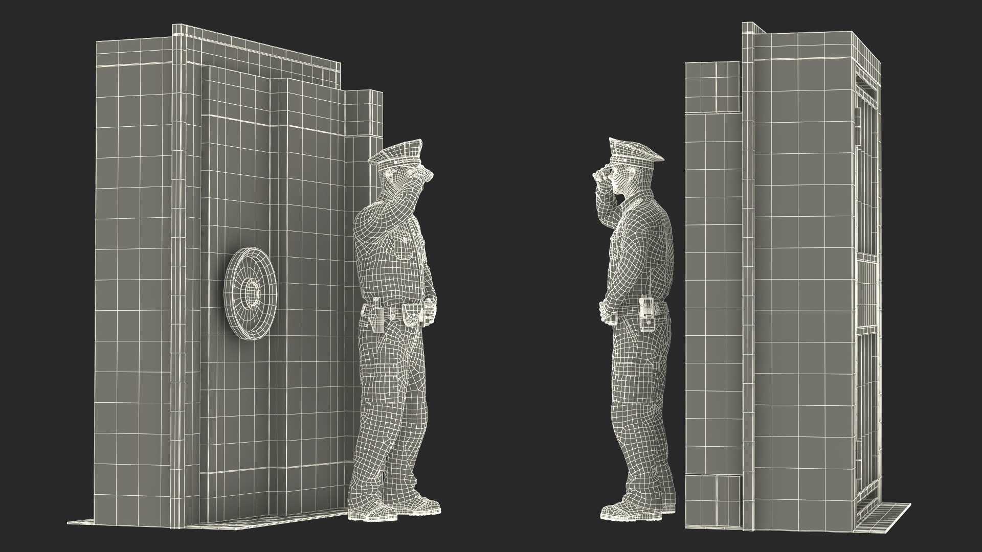 3D model Security Guard with Bank Vault