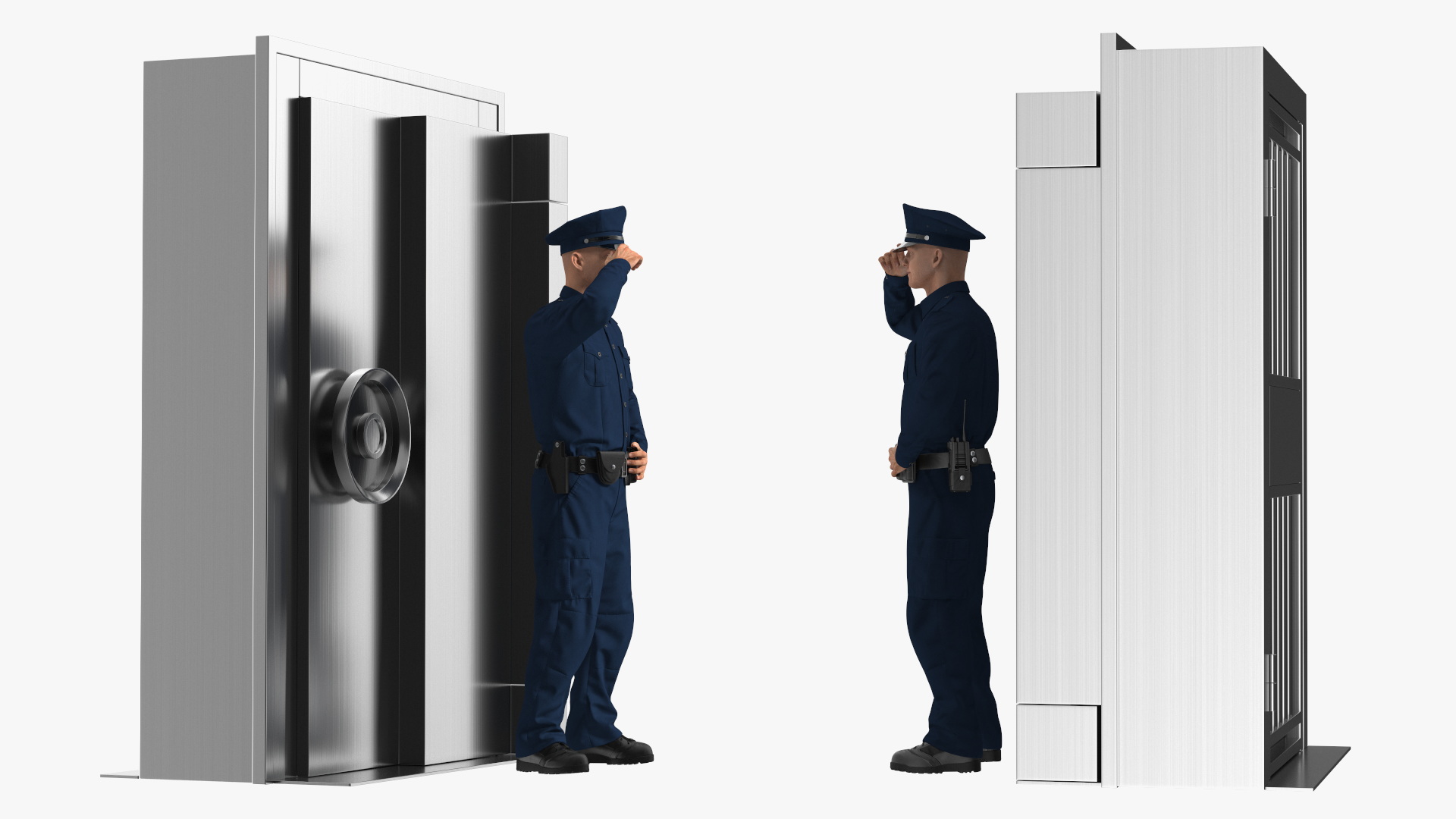 3D model Security Guard with Bank Vault