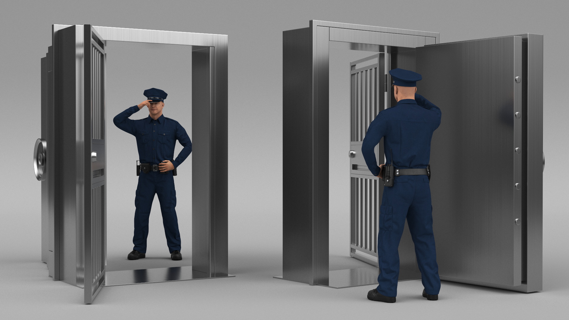 3D model Security Guard with Bank Vault