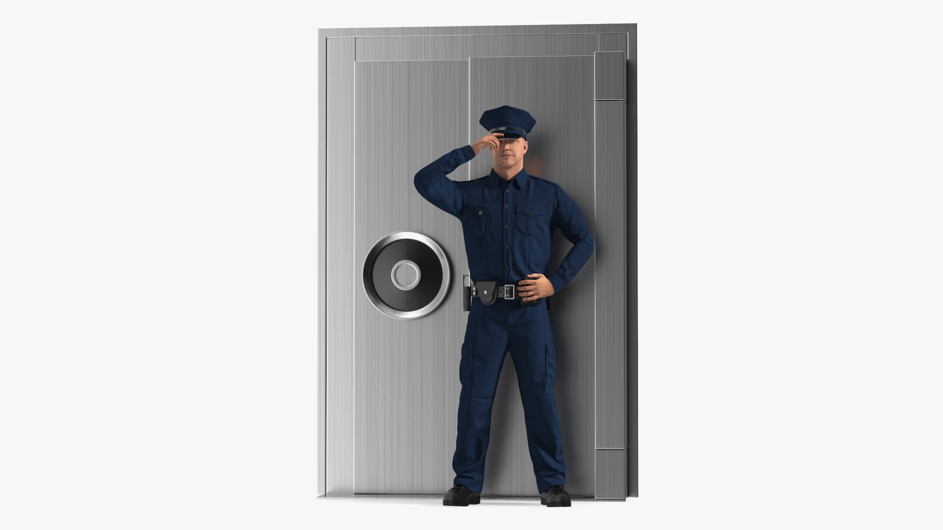 3D model Security Guard with Bank Vault