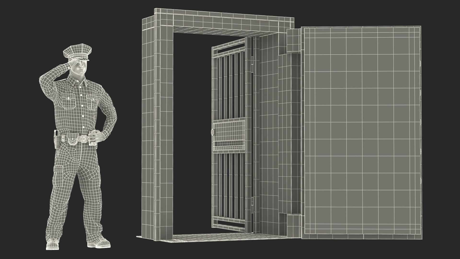 3D model Security Guard with Bank Vault