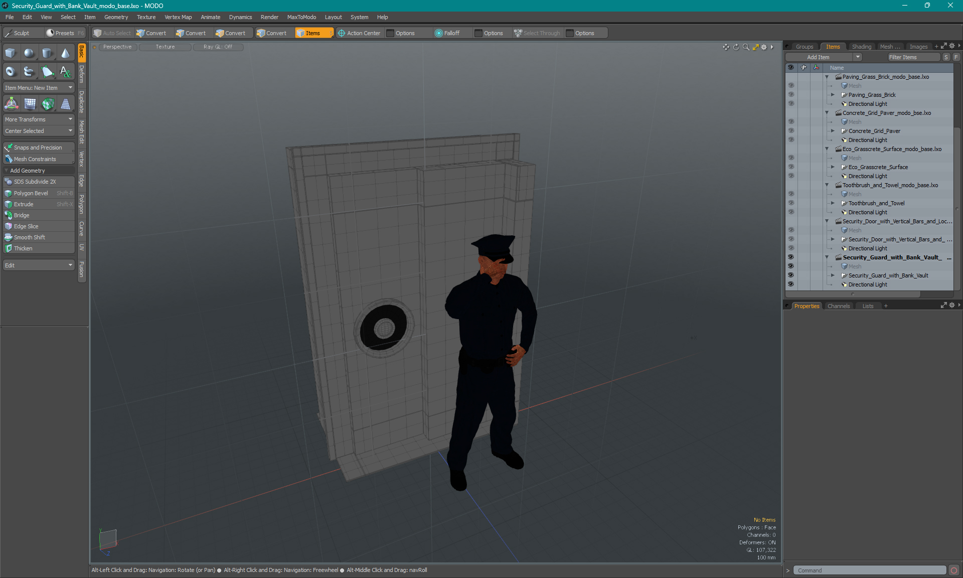 3D model Security Guard with Bank Vault