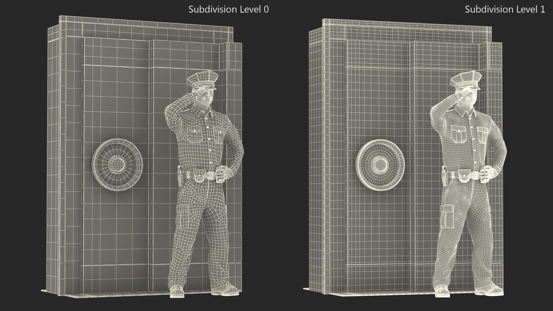 3D model Security Guard with Bank Vault