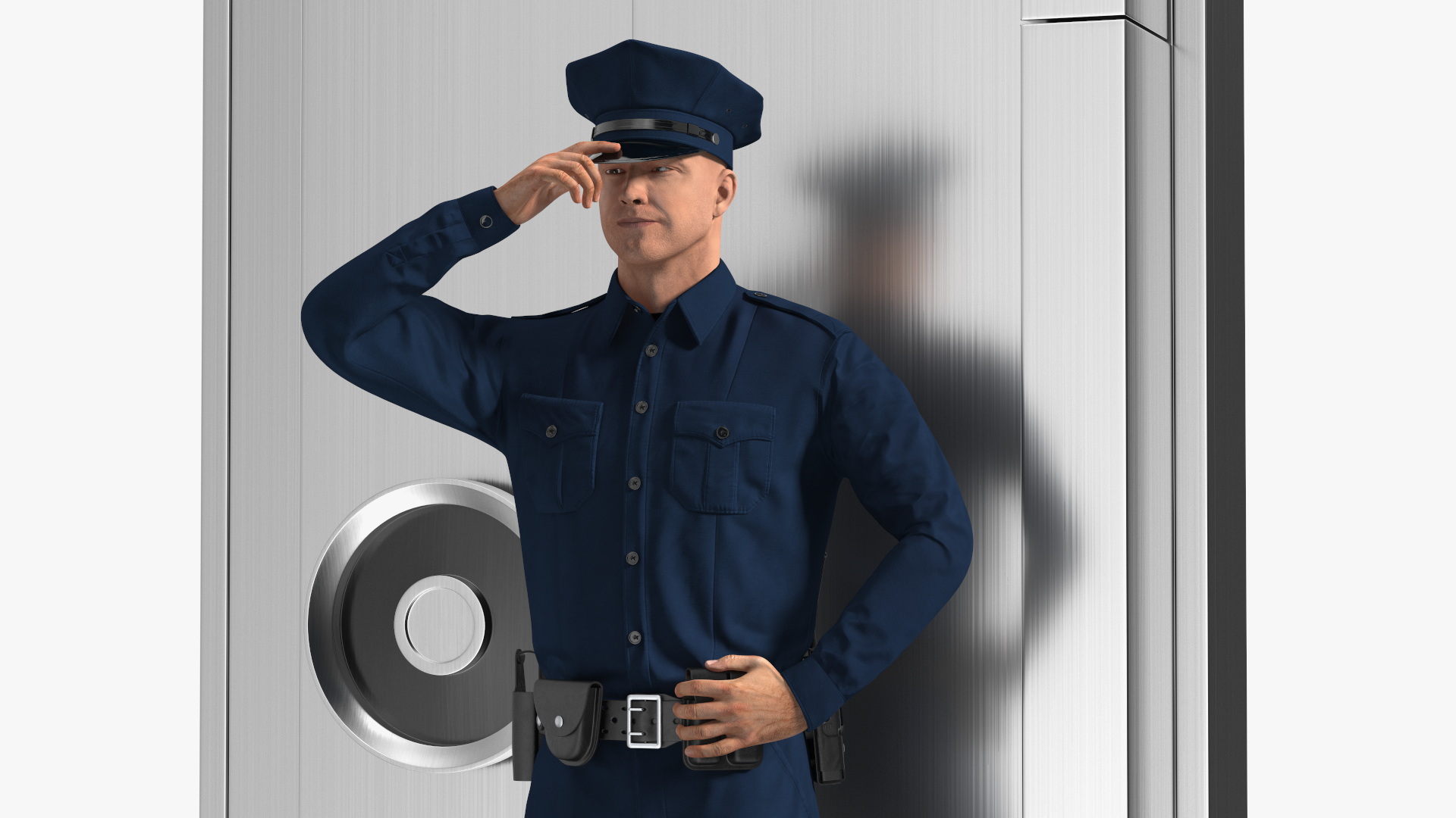 3D model Security Guard with Bank Vault