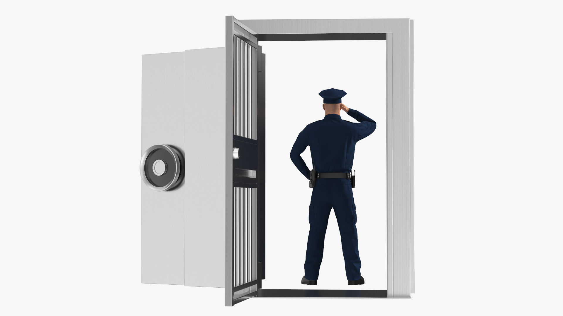 3D model Security Guard with Bank Vault