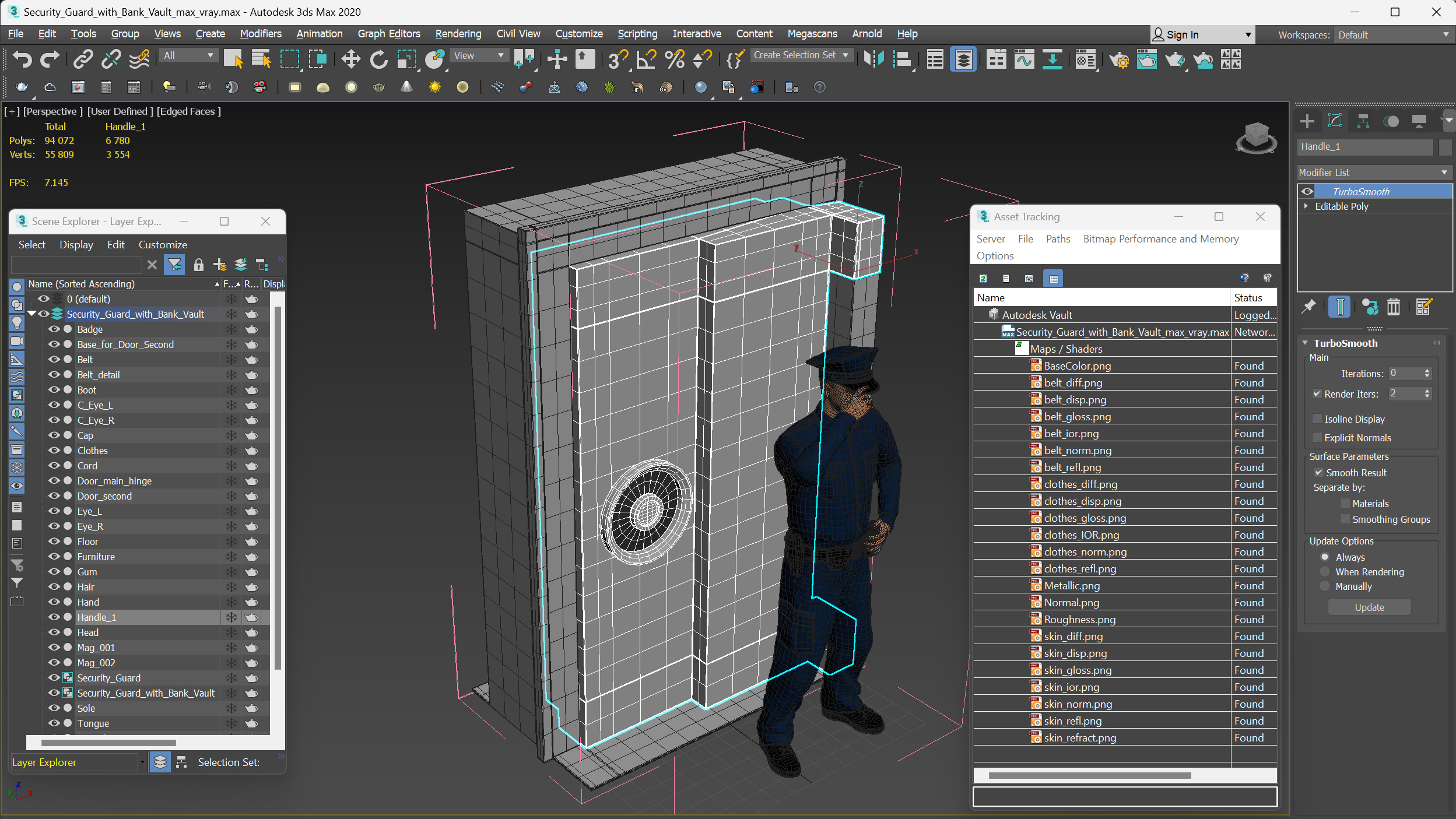 3D model Security Guard with Bank Vault