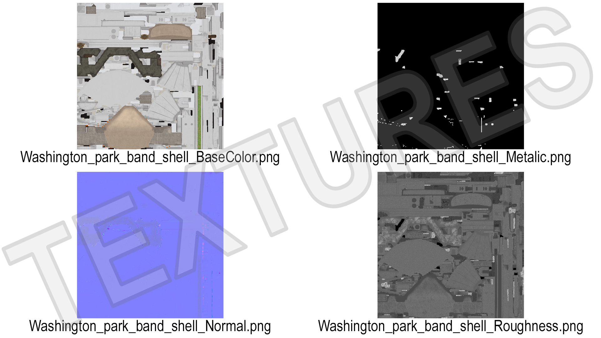 Washington Park Band Shell and Speaker Podium with Fur 3D model