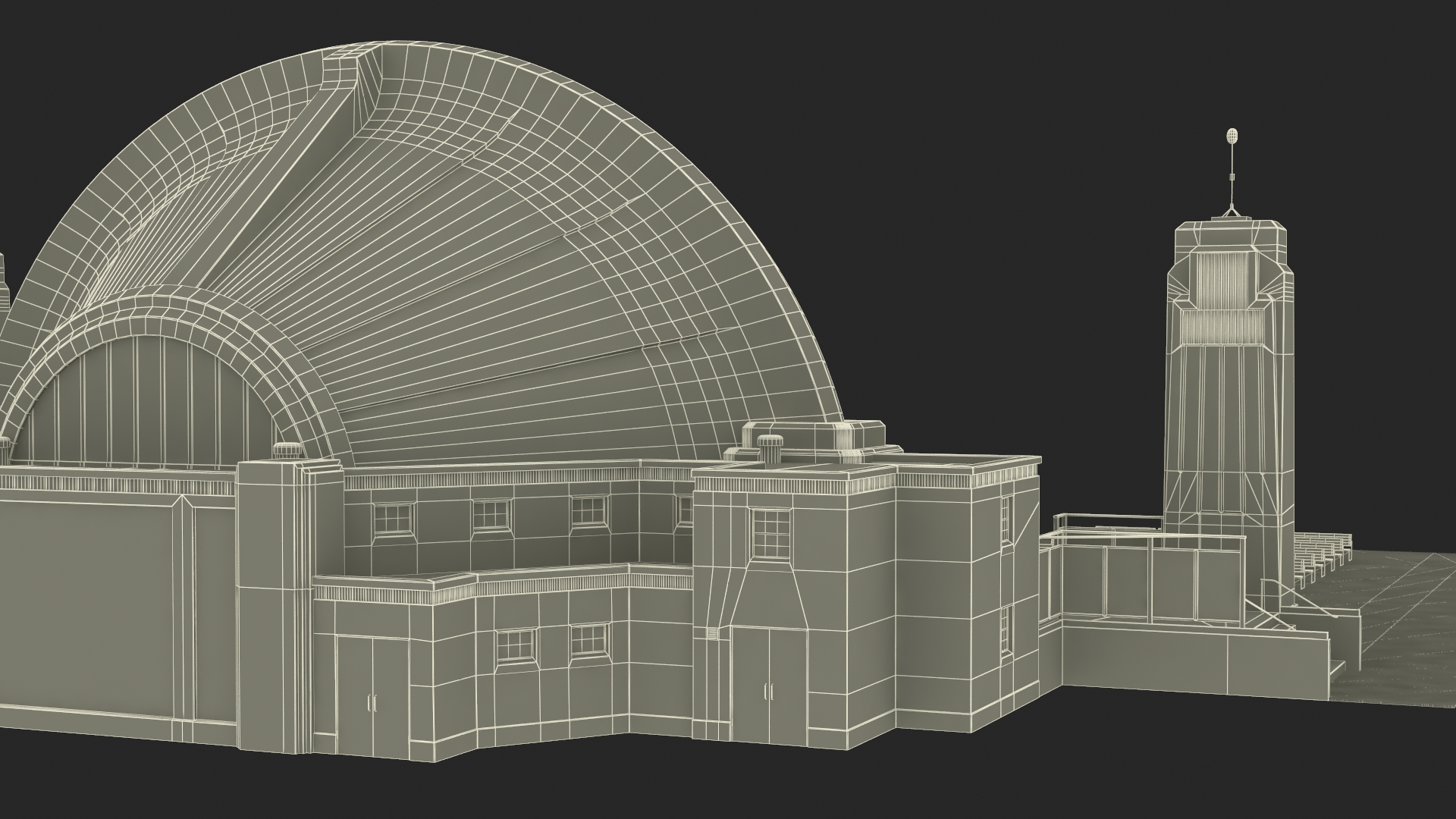 Washington Park Band Shell and Speaker Podium with Fur 3D model