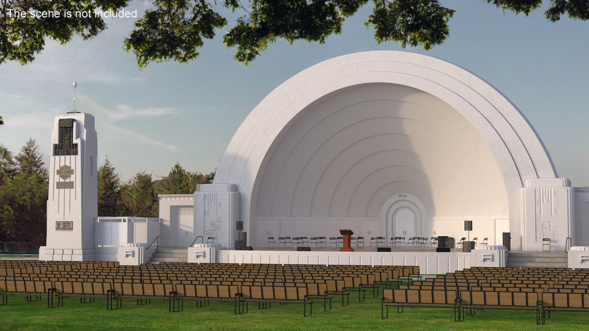 Washington Park Band Shell and Speaker Podium with Fur 3D model