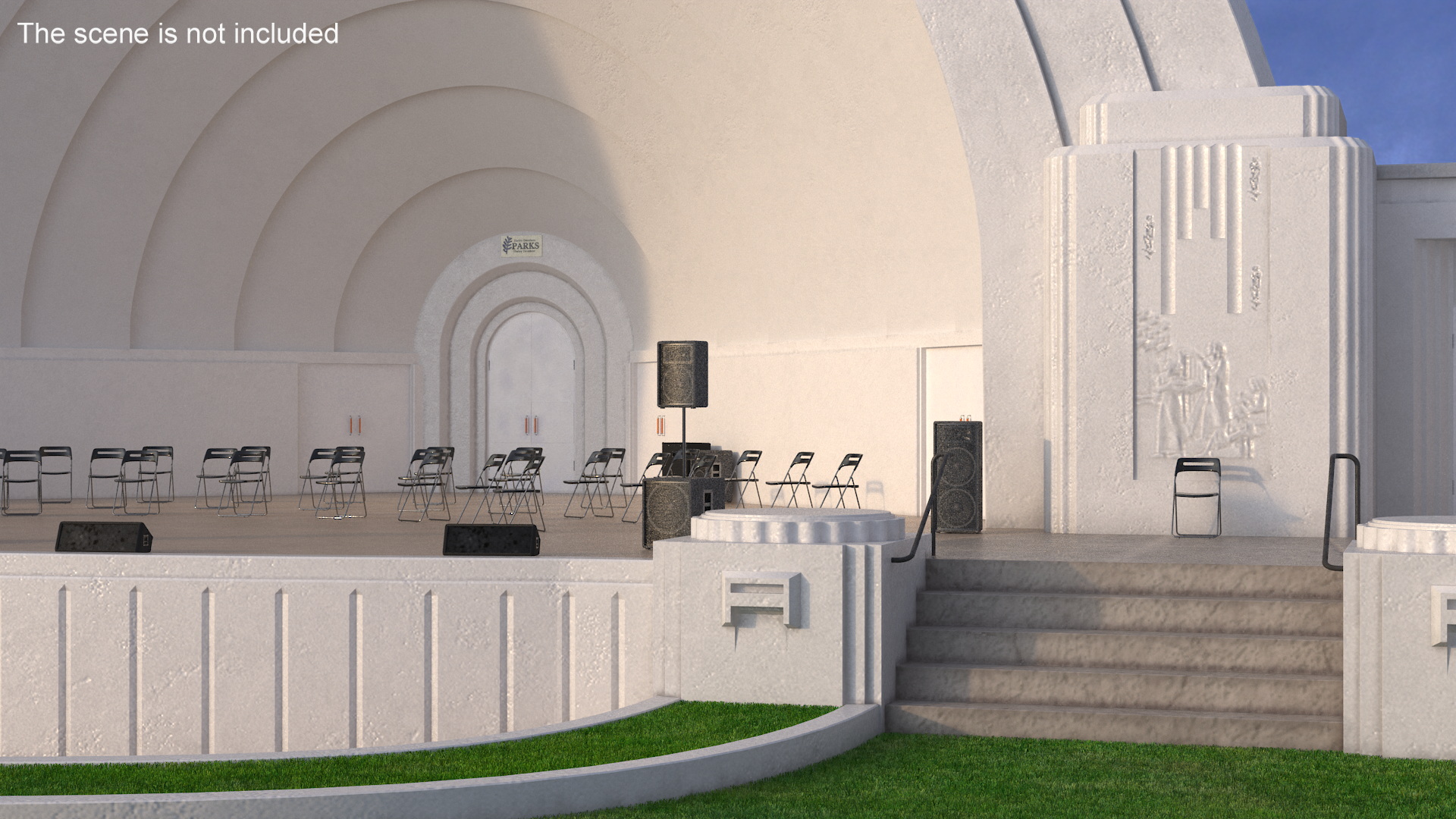 Washington Park Band Shell and Speaker Podium with Fur 3D model