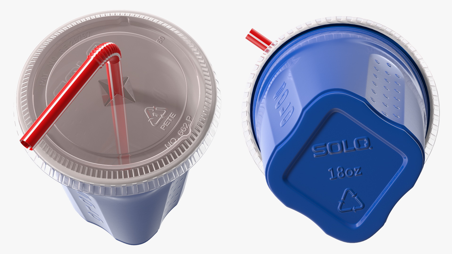 3D Solo Squared Plastic Cup with Lid and Straw Blue model