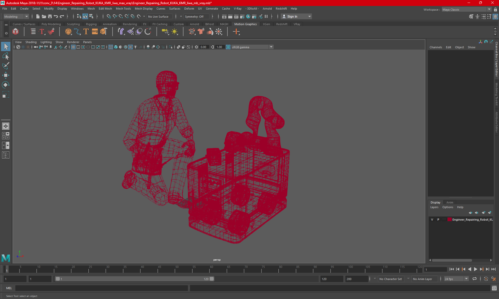 3D Engineer Repairing Robot KUKA KMR Iiwa model