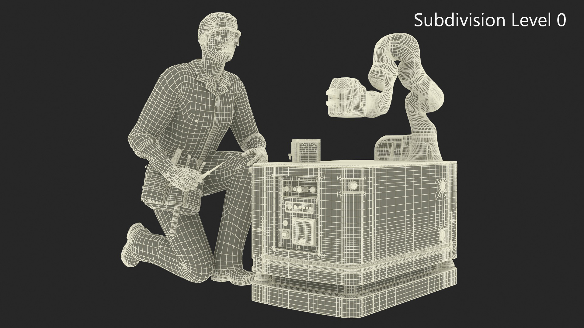 3D Engineer Repairing Robot KUKA KMR Iiwa model