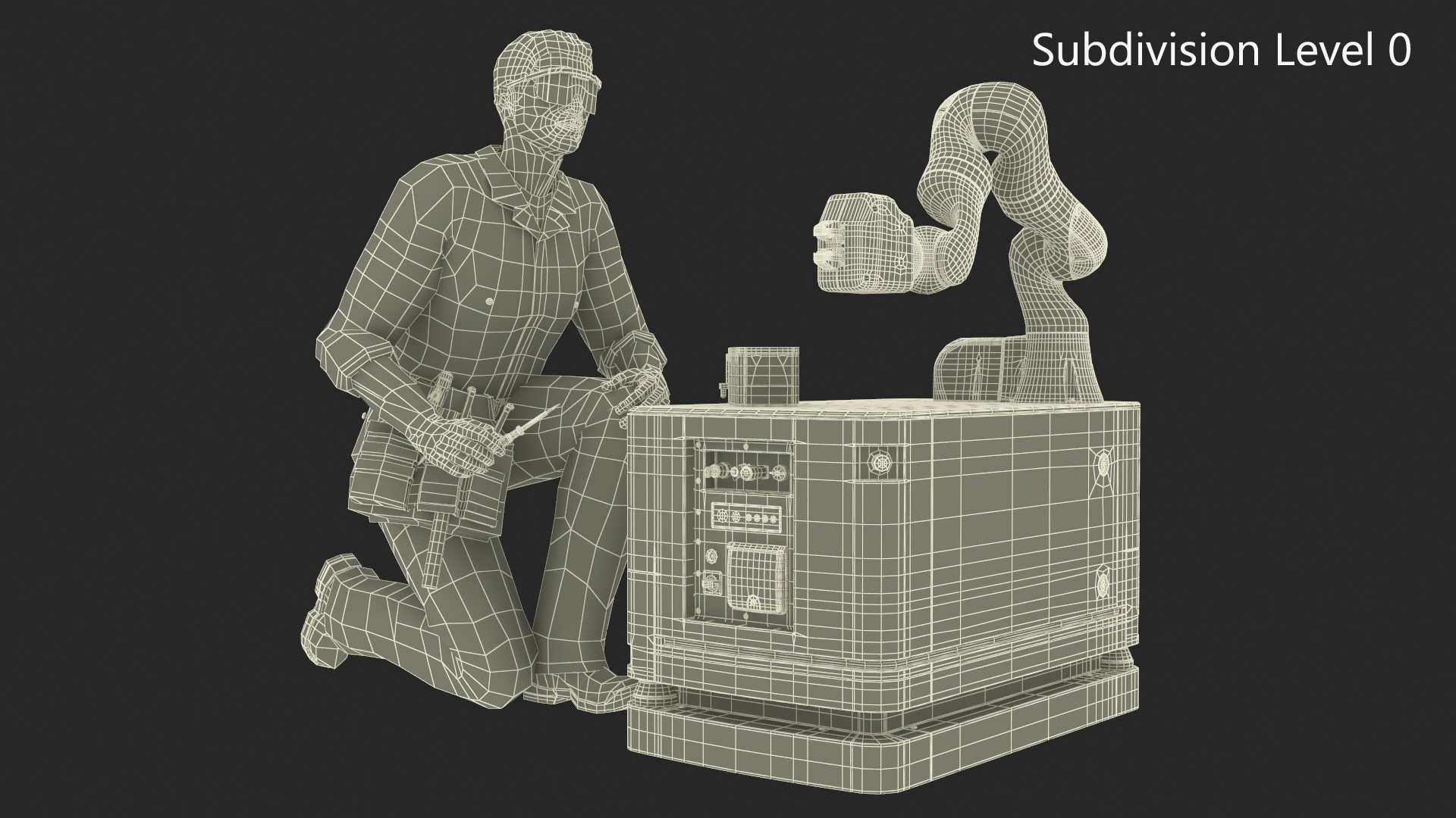 3D Engineer Repairing Robot KUKA KMR Iiwa model