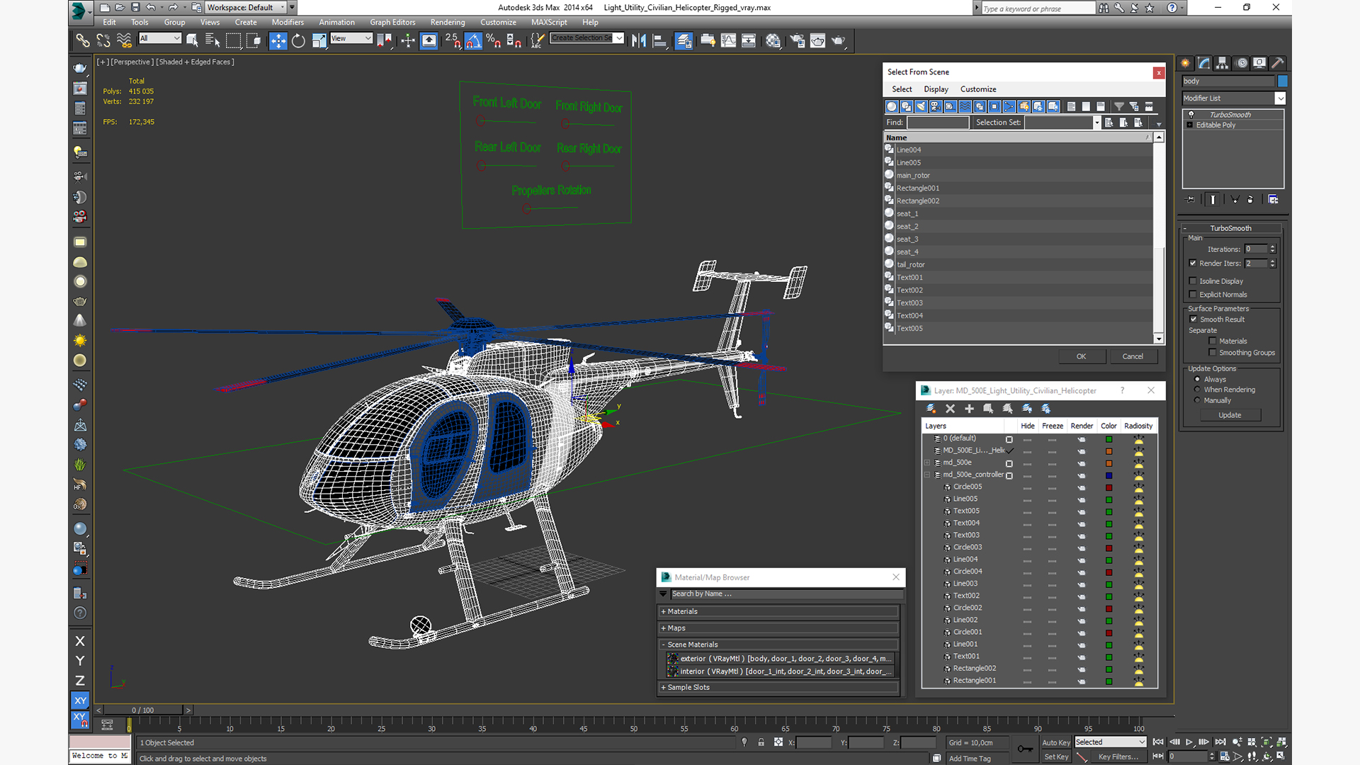 3D model Light Utility Civilian Helicopter Rigged