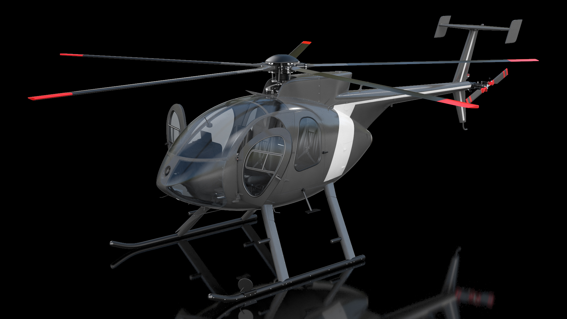 3D model Light Utility Civilian Helicopter Rigged