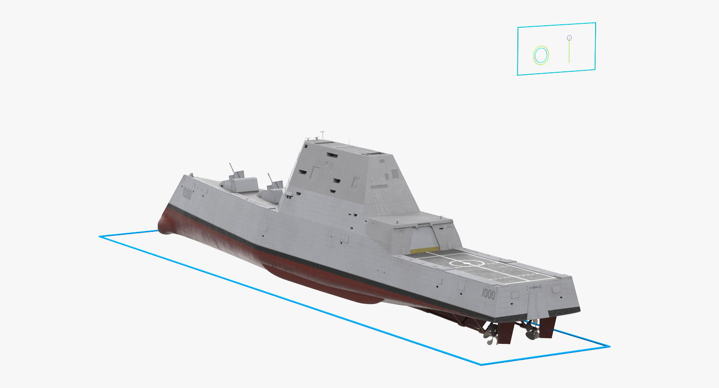 3D Zumwalt Class Destroyer US Stealth Ship Rigged