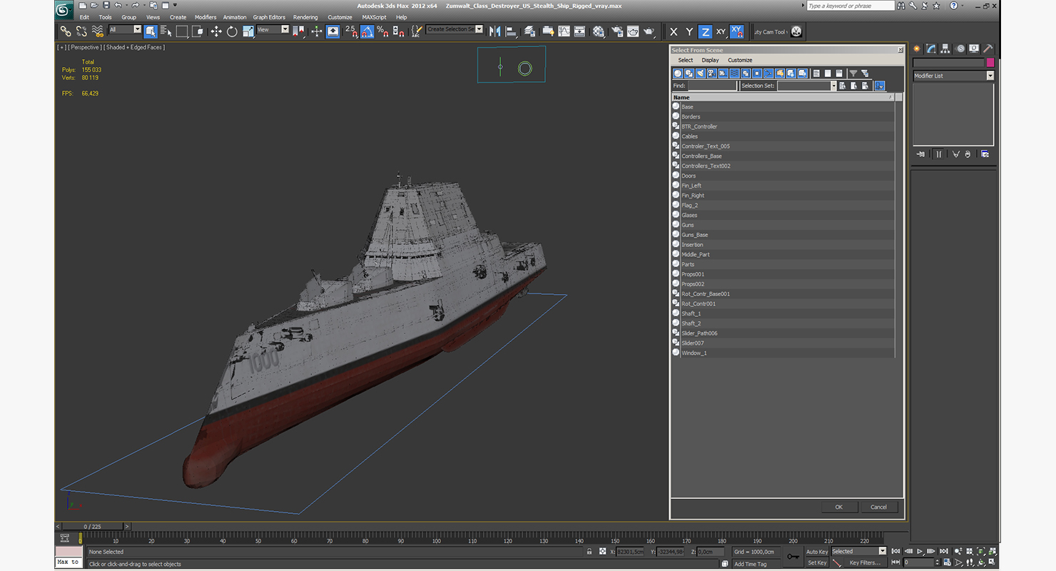 3D Zumwalt Class Destroyer US Stealth Ship Rigged