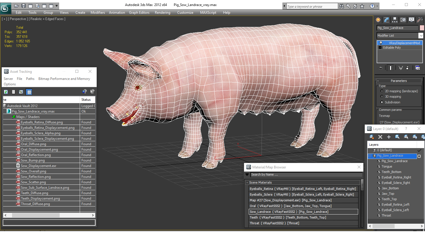 3D Pig Sow Landrace