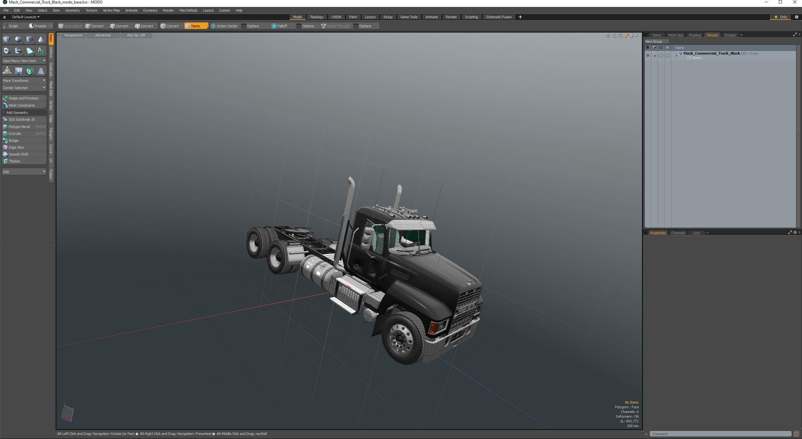 Mack Commercial Truck Black 3D