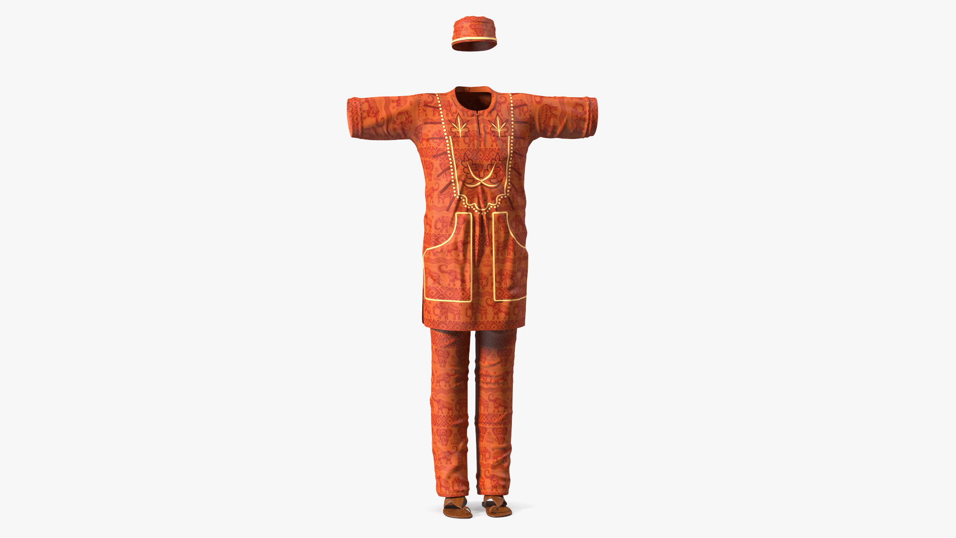 3D model Clothes Set Traditional African Style for Men