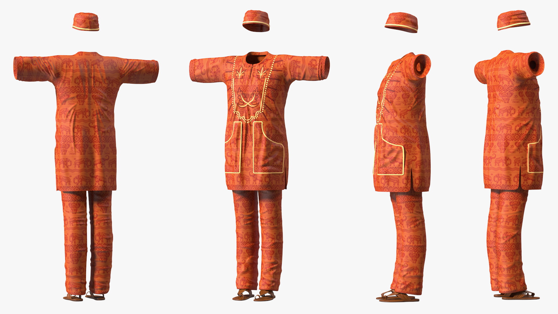 3D model Clothes Set Traditional African Style for Men