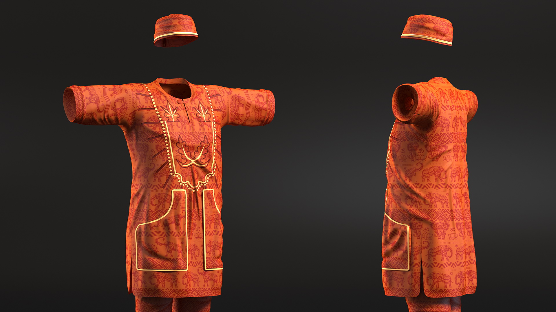 3D model Clothes Set Traditional African Style for Men