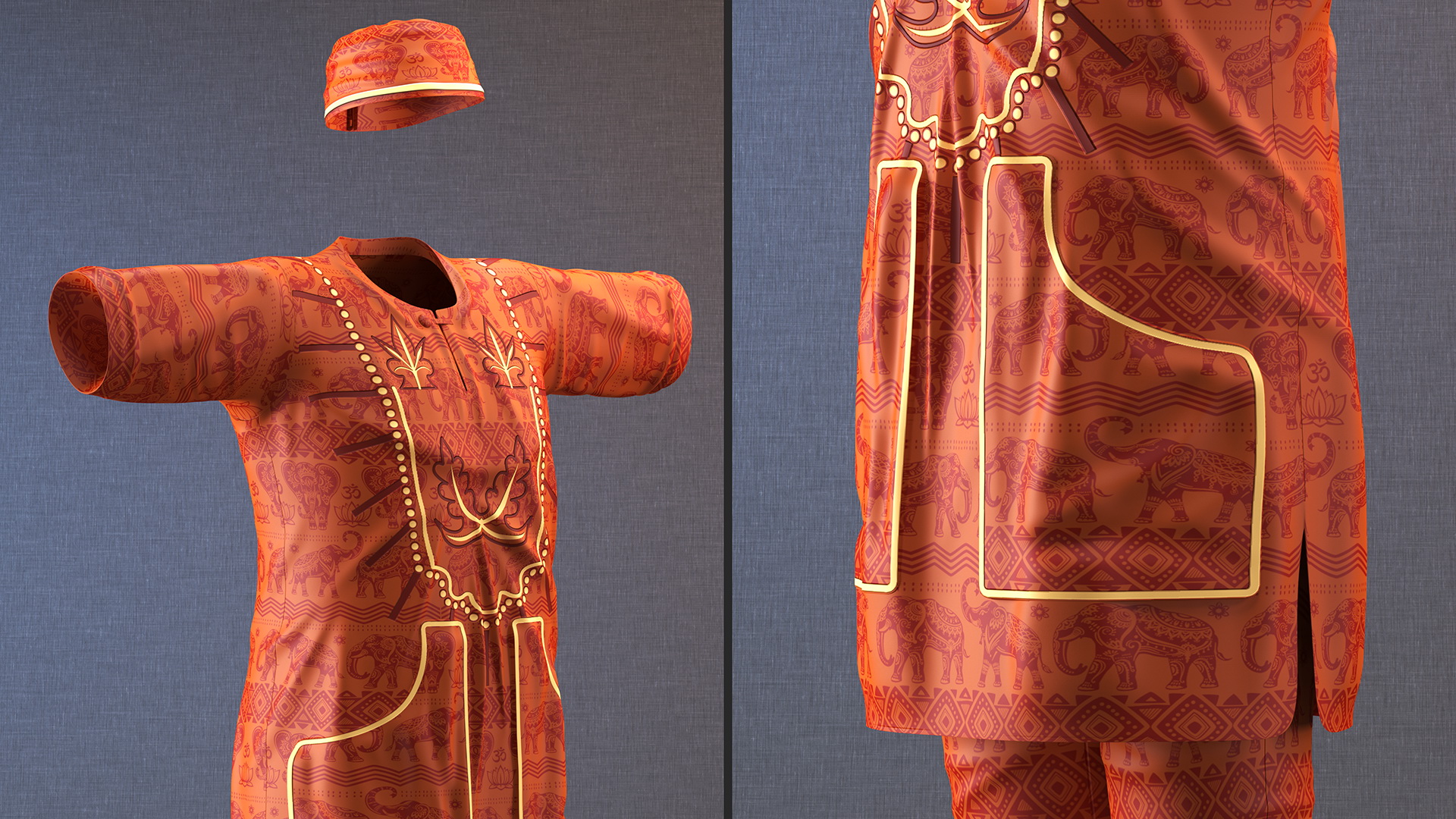 3D model Clothes Set Traditional African Style for Men