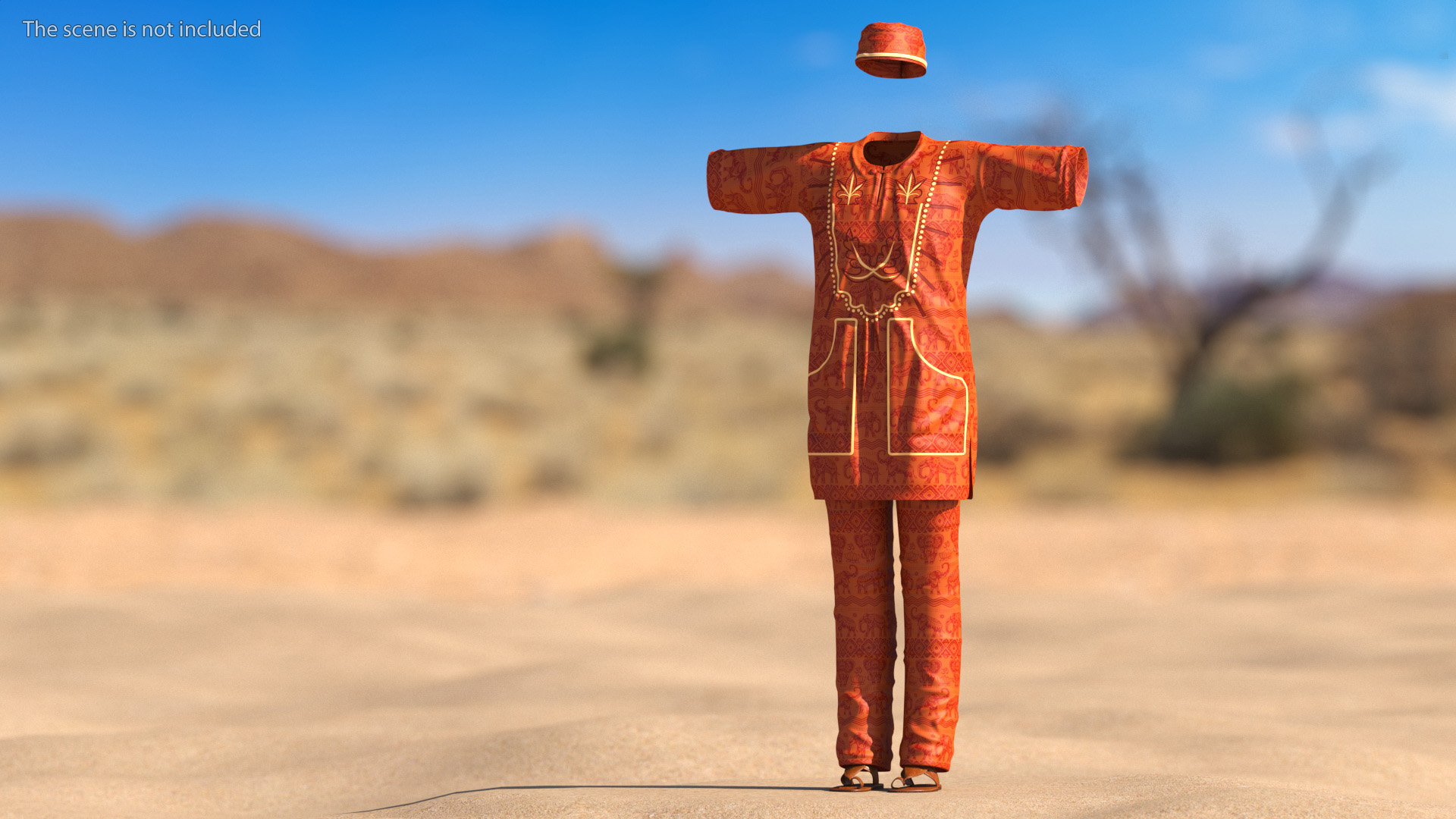 3D model Clothes Set Traditional African Style for Men