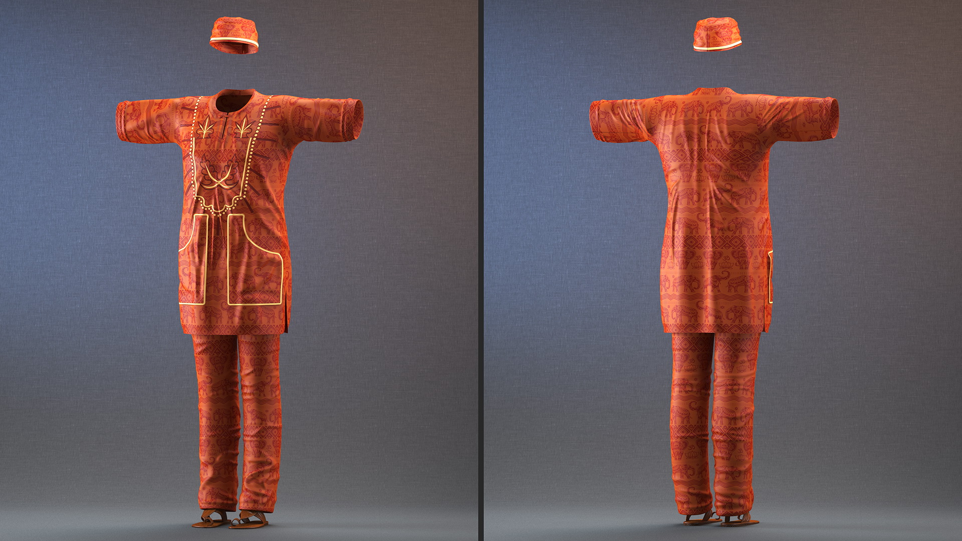 3D model Clothes Set Traditional African Style for Men