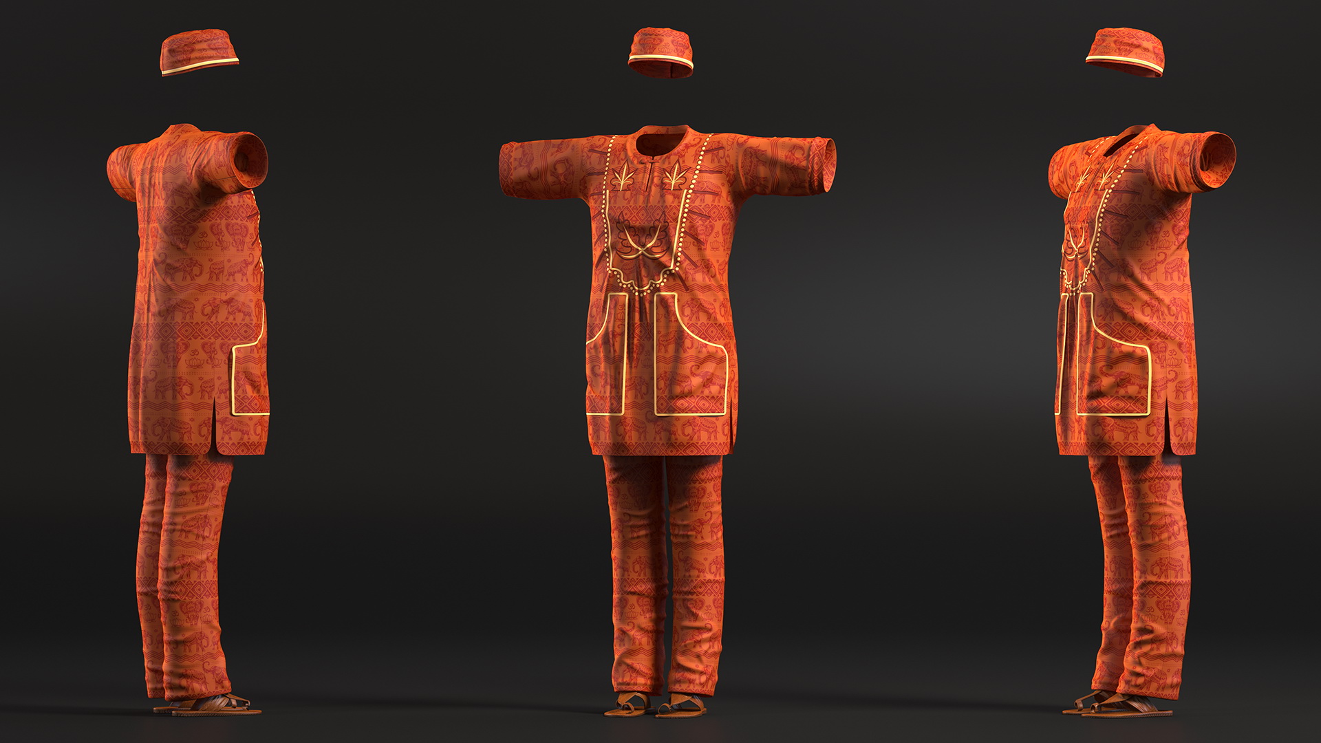 3D model Clothes Set Traditional African Style for Men