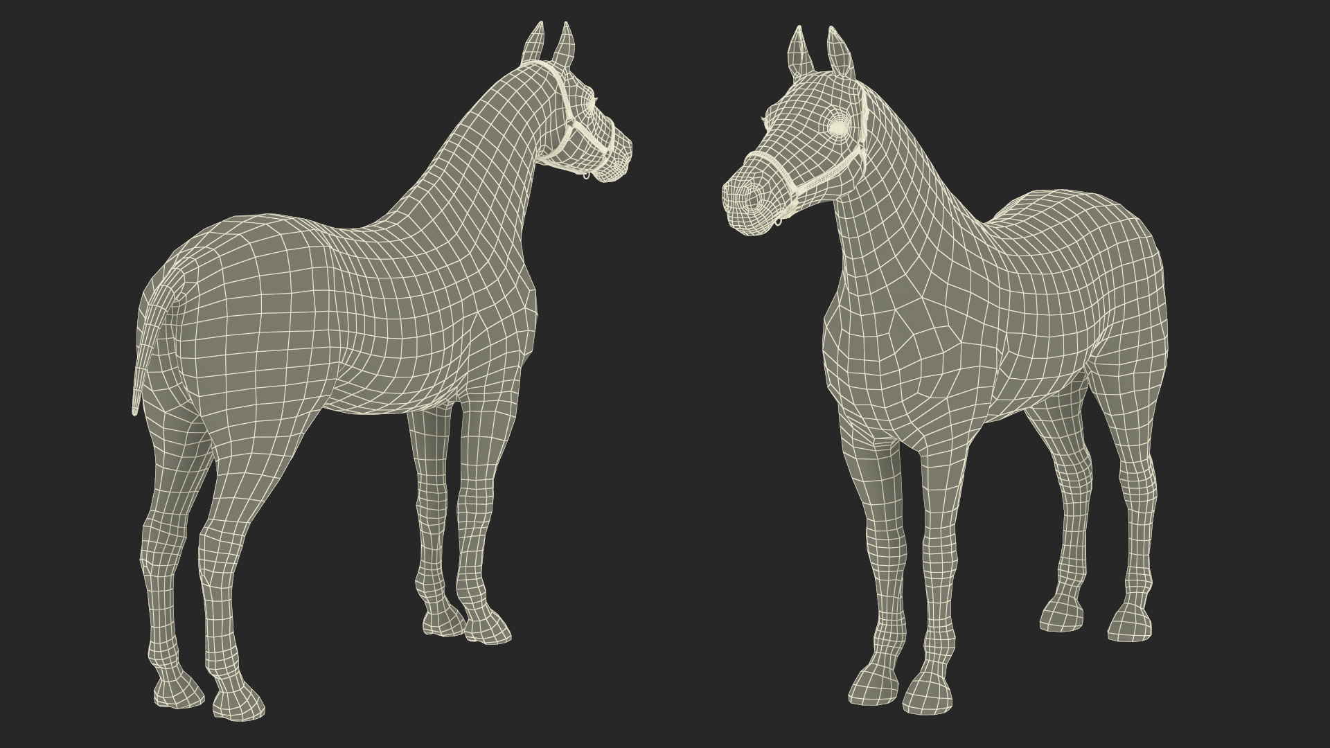 3D model Friesian Horse Fur Rigged