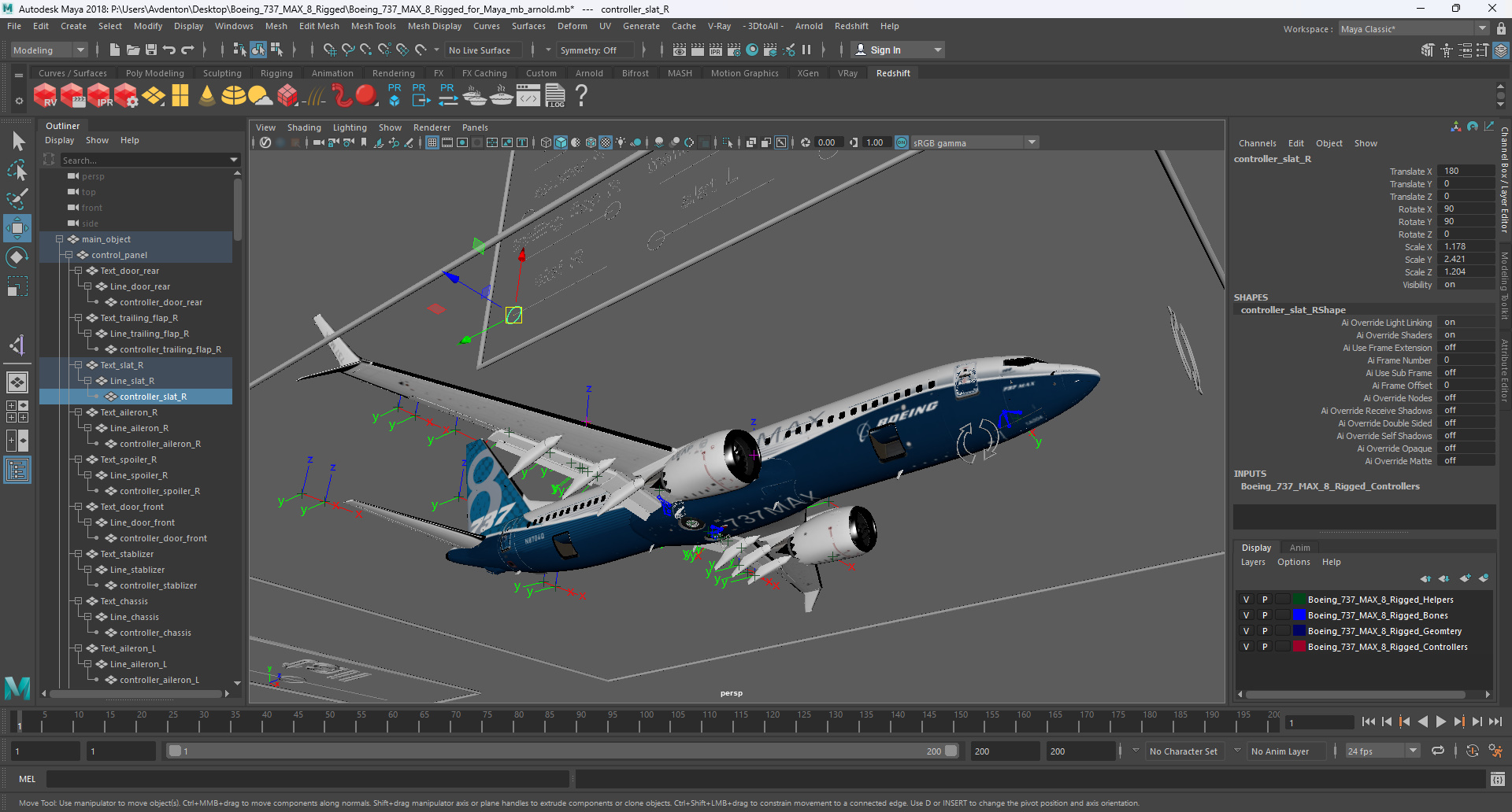 Boeing 737 MAX 8 Rigged for Maya 3D