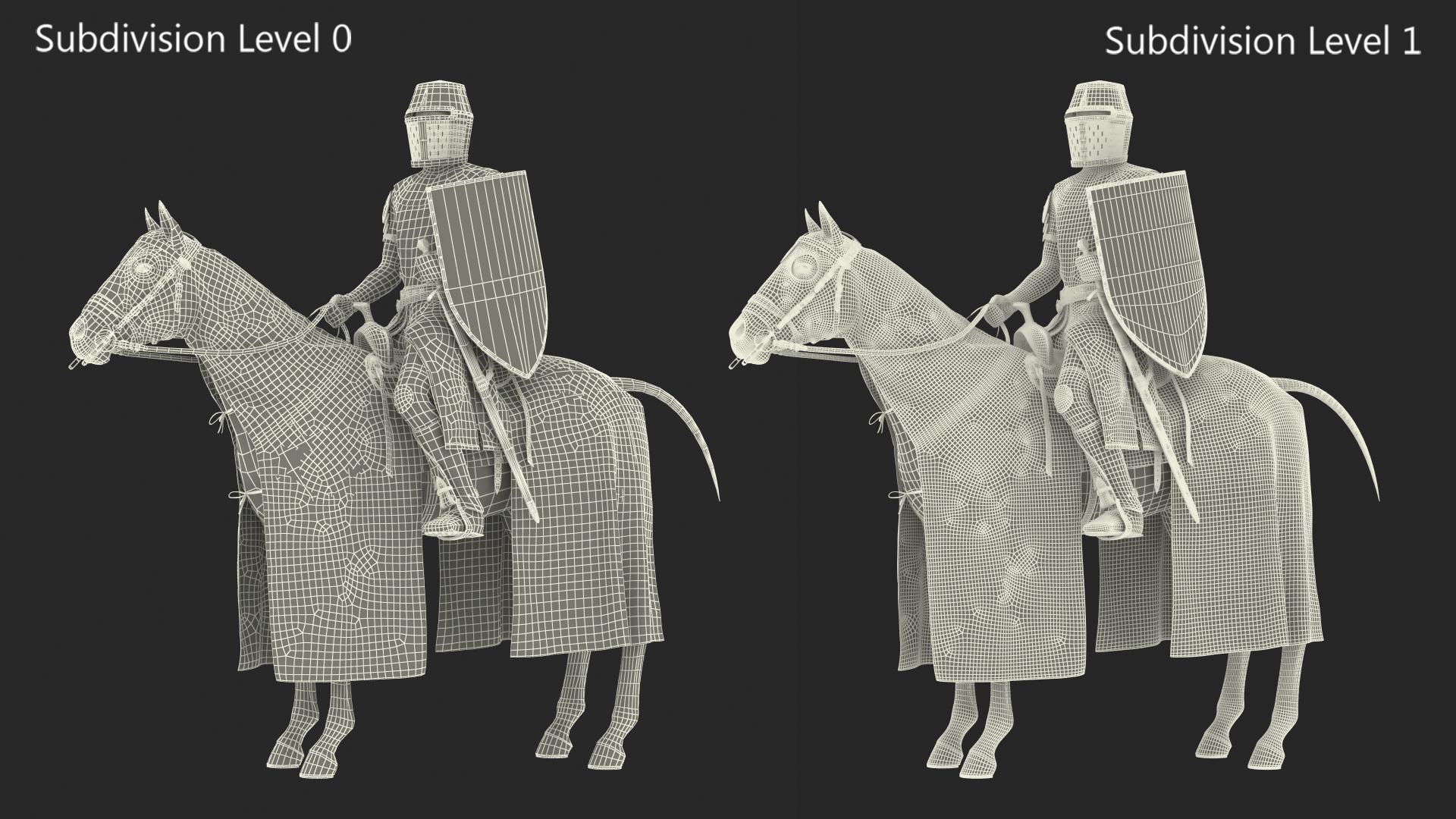 Crusader Horse Armor  with Knight Fur 3D