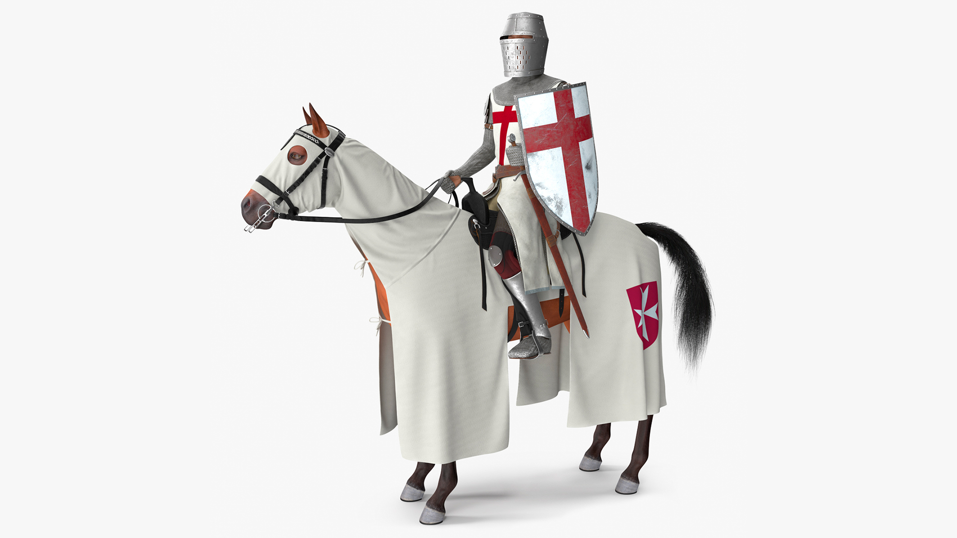 Crusader Horse Armor  with Knight Fur 3D