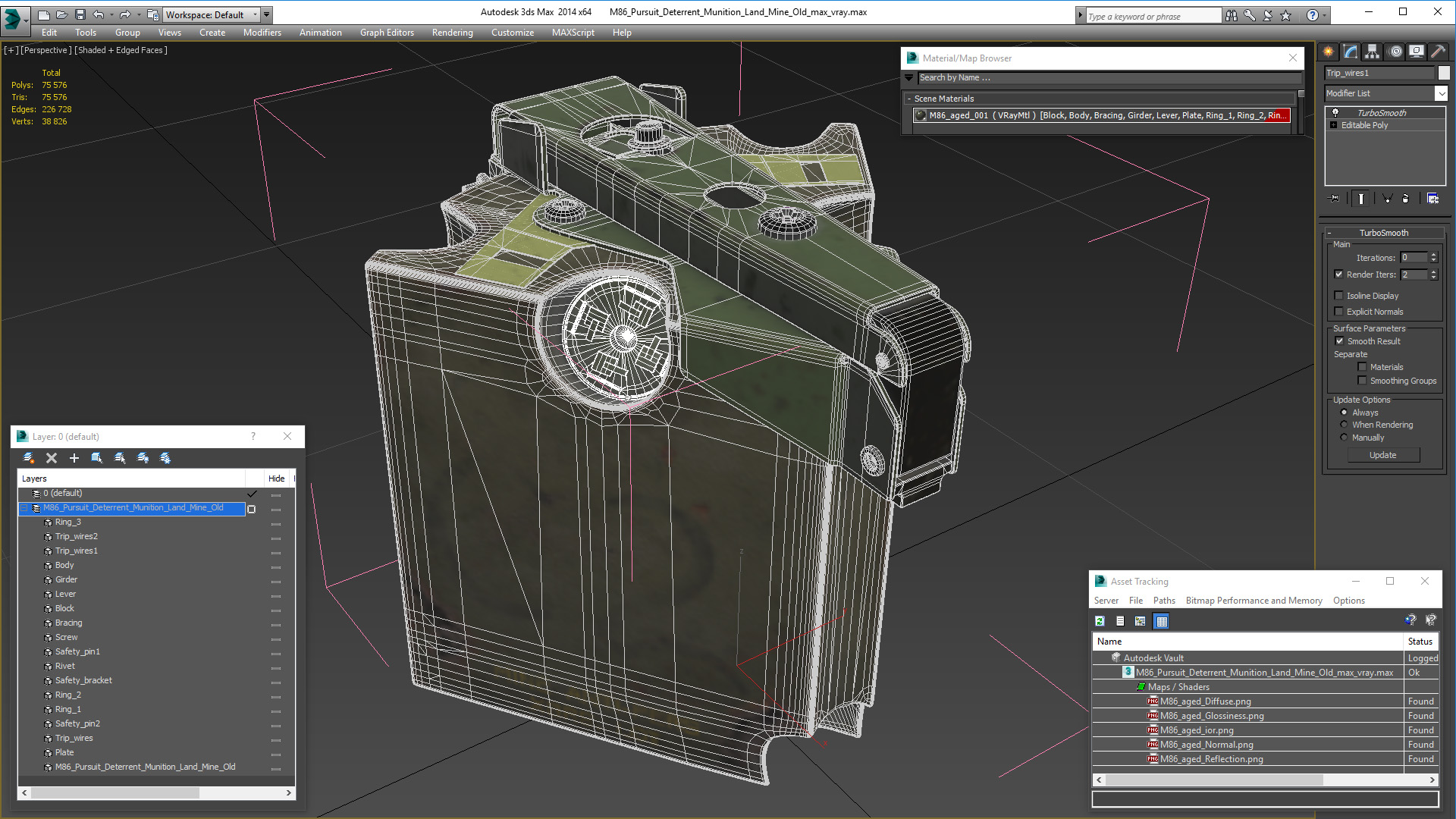 M86 Pursuit Deterrent Munition Land Mine Old 3D model