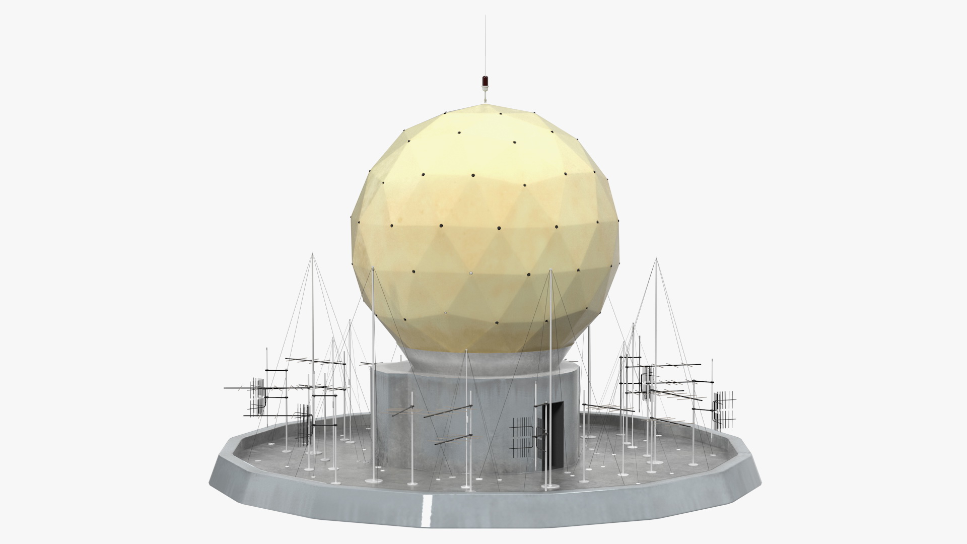 3D model Round Radar Tower Antenna