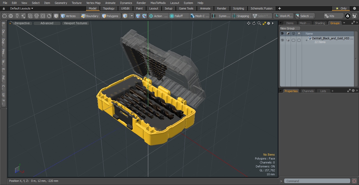 DeWalt Black and Gold HSS Drill Bit Set with Case 3D model