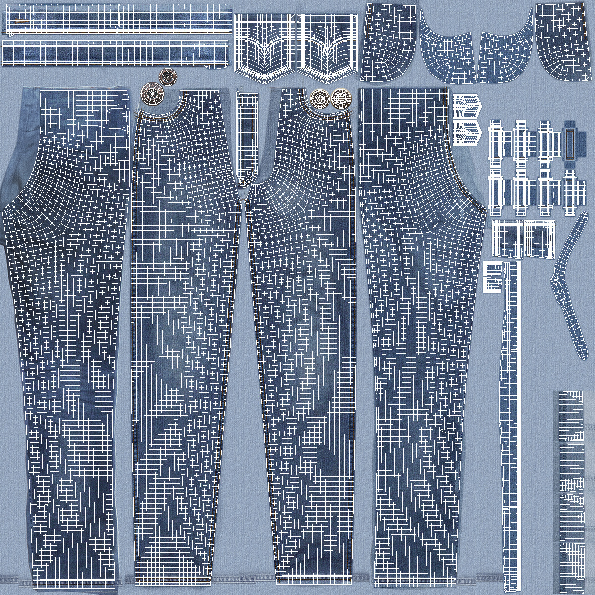 3D Casual Denim Jeans model