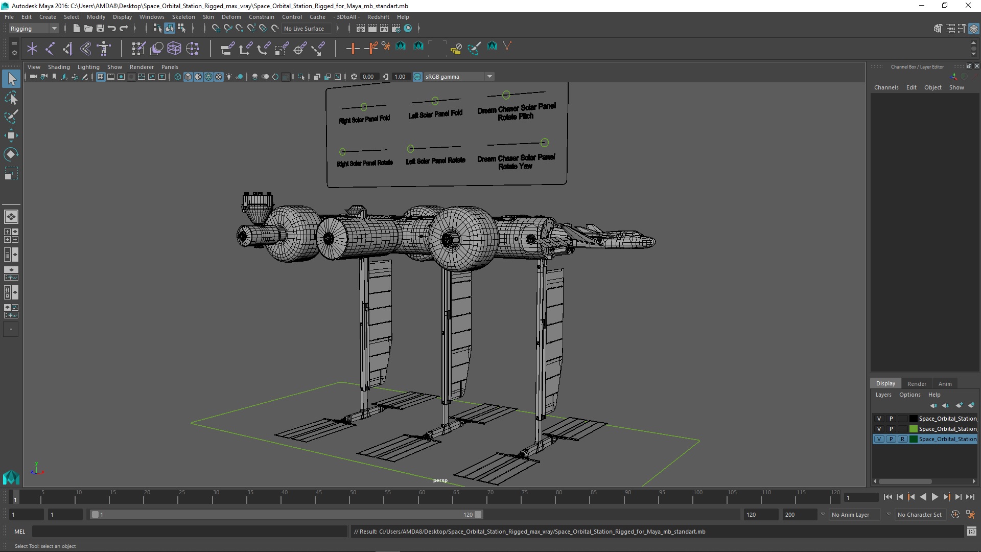 Space Orbital Station Rigged for Maya 3D